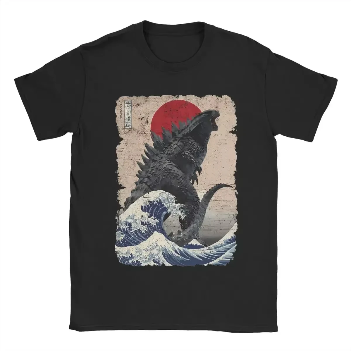 Japan Lifestyle And Culture - แขนสั้น Tees ญี่ปุ่นที่ไม่ซ้ํากัน Godzillaed Great Wave
