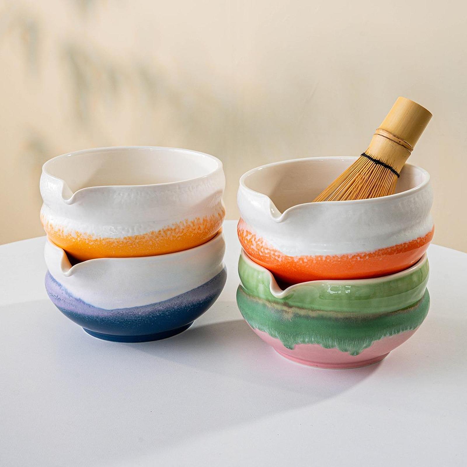 Matcha Bowl Chawan - เซรามิคชาม Matcha พร้อม Spout Handcrafted ในครัวเรือน