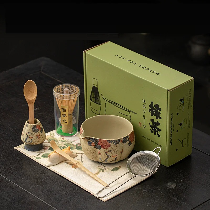 Matcha Bowl Chawan - ชุดทำมัทฉะญี่ปุ่น 8 ชิ้น พร้อมแปรงไม้ไผ่ ถ้วยมัทฉะสุดหรู กล่องใส่พร้อมที่ตีชา