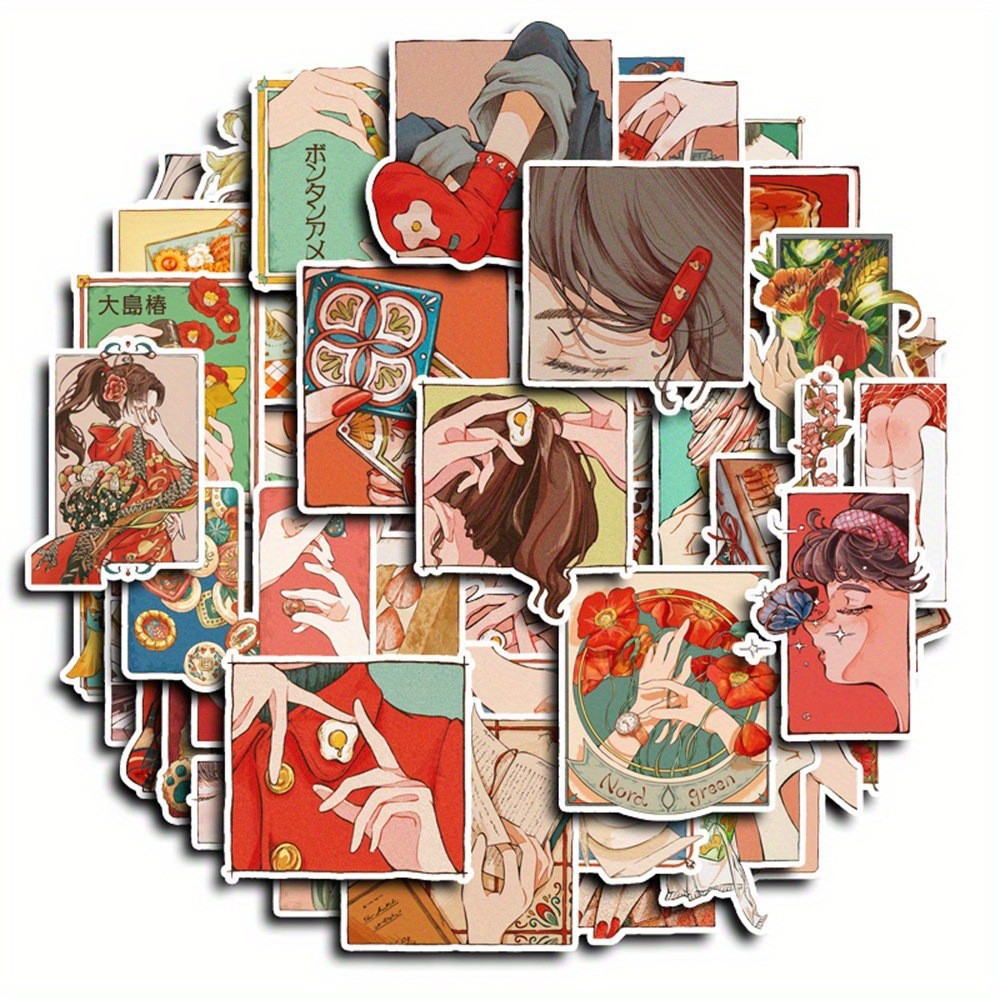 50 ชิ้น สติกเกอร์สไตล์วินเทจแบ - Japanese Lifestyle Japanese บทวิจารณ์และราคา